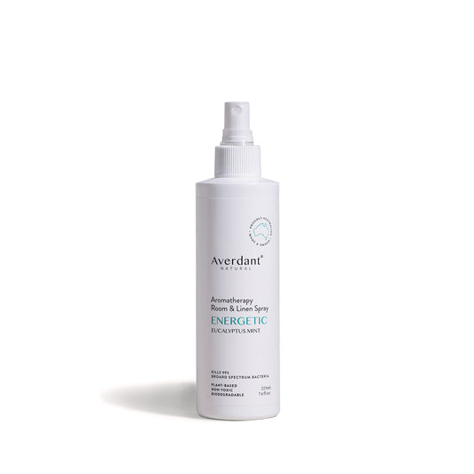 Averdant Natural Aromatherapy Room & Linen Spray Energetic 100ml bottle with eucalyptus mint fragrance.