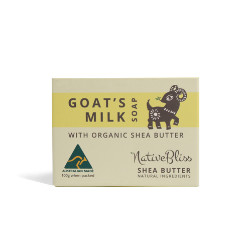 Goat Milk Soap with organic shea butter 3-pack, featuring Australian made packaging.