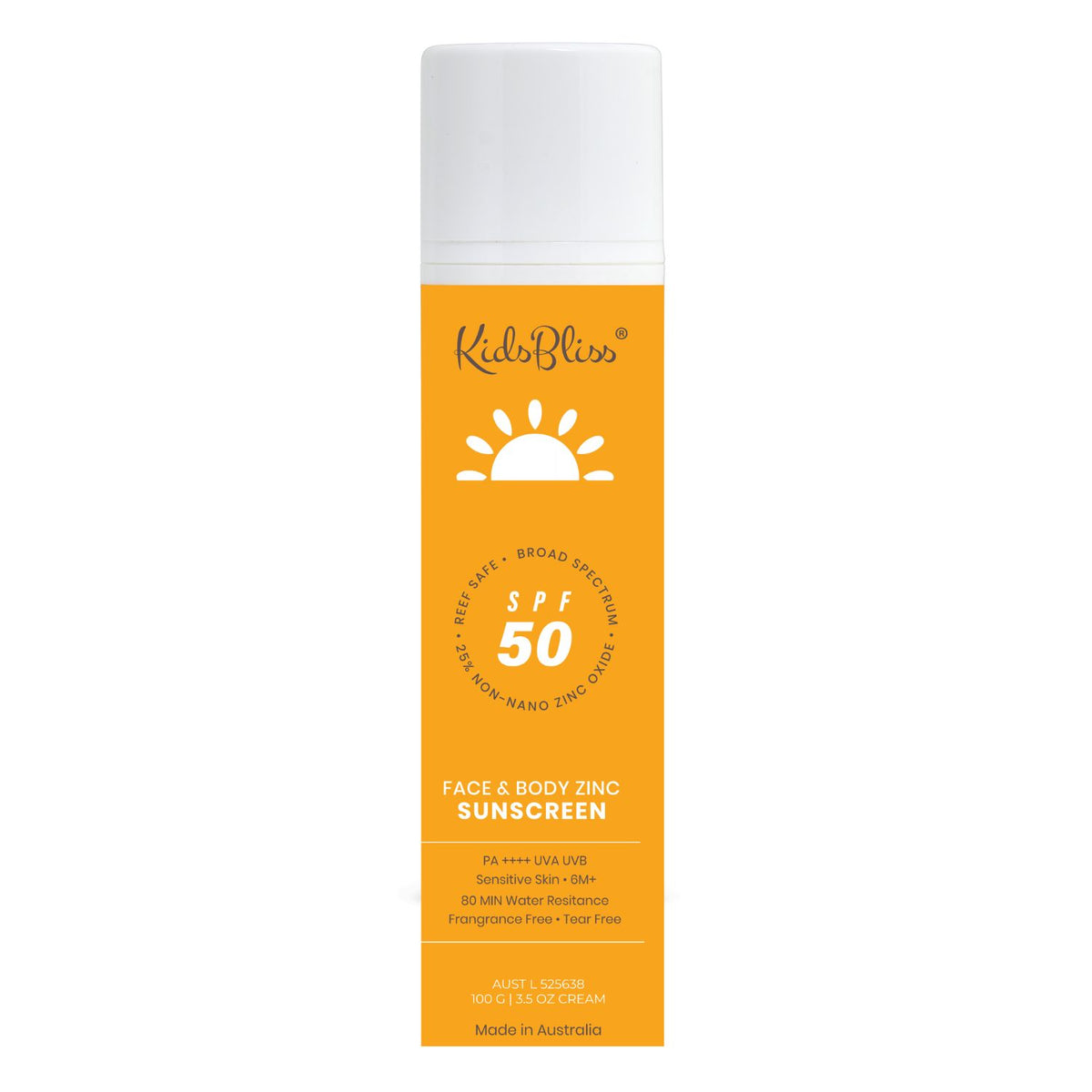 KidsBliss Face & Body Zinc Sunscreen SPF50 PA++++ 100g