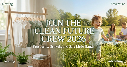 A split-screen banner with the title "JOIN THE CLEAN FUTURE CREW 2026" and subtitle "Prosperity, Growth, and Safe Little Hands."