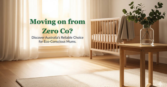 KidsBliss eco-friendly laundry detergent bottle in a sunlit Australian nursery - Zero Co Alternative banner.