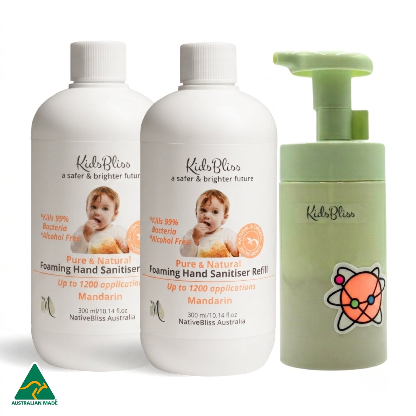 Alcohol-Free Foaming Hand Sanitiser DIY Refill Bundle (200ml Bottle + 300ml Refill)