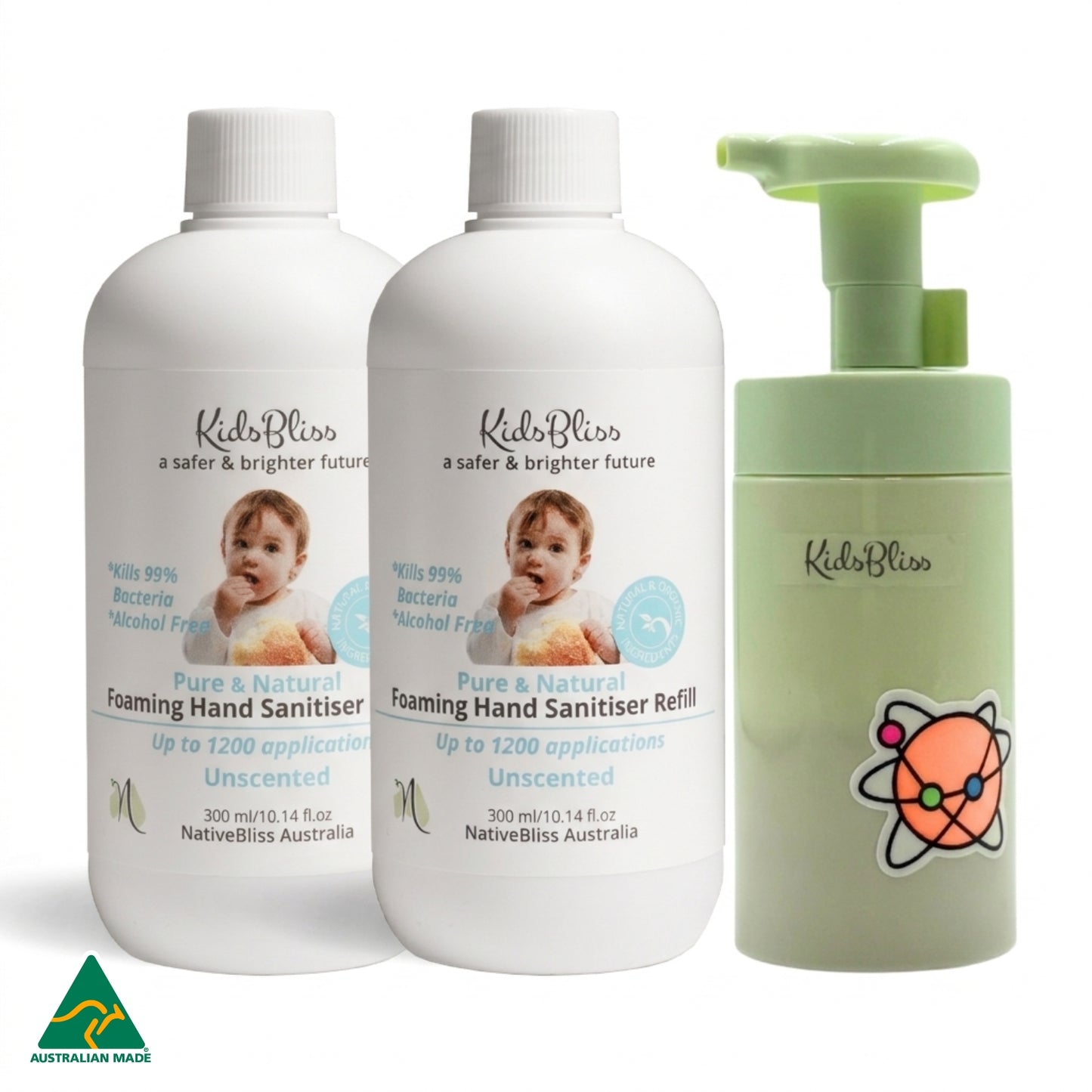 Alcohol-Free Foaming Hand Sanitiser DIY Refill Bundle (200ml Bottle + 300ml Refill)