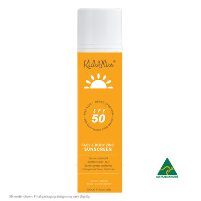 Pre-Order Special | KidsBliss Face & Body Zinc Sunscreen SPF 50 PA++++ 100g