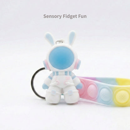 Play-Safe Sensory Charm Set: Astronaut & Pop-it Strap