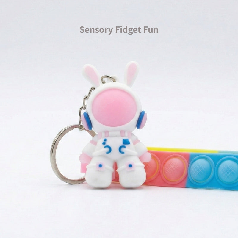 Play-Safe Sensory Charm Set: Astronaut & Pop-it Strap