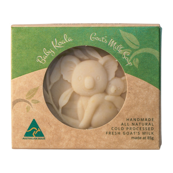 Hand Made Fresh Goat Milk Soap Baby Koala in eco-friendly packaging, ideal for delicate skin.