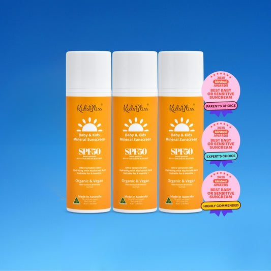 KidsBliss Bulk Buy: Baby & Kids Mineral Sunscreen SPF 50+ (3-Pack)