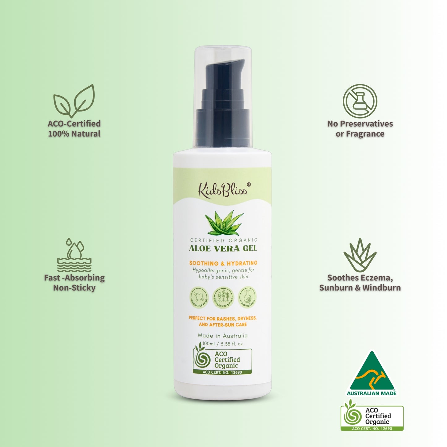 ACO Certified Organic Aloe Vera Gel 100ml