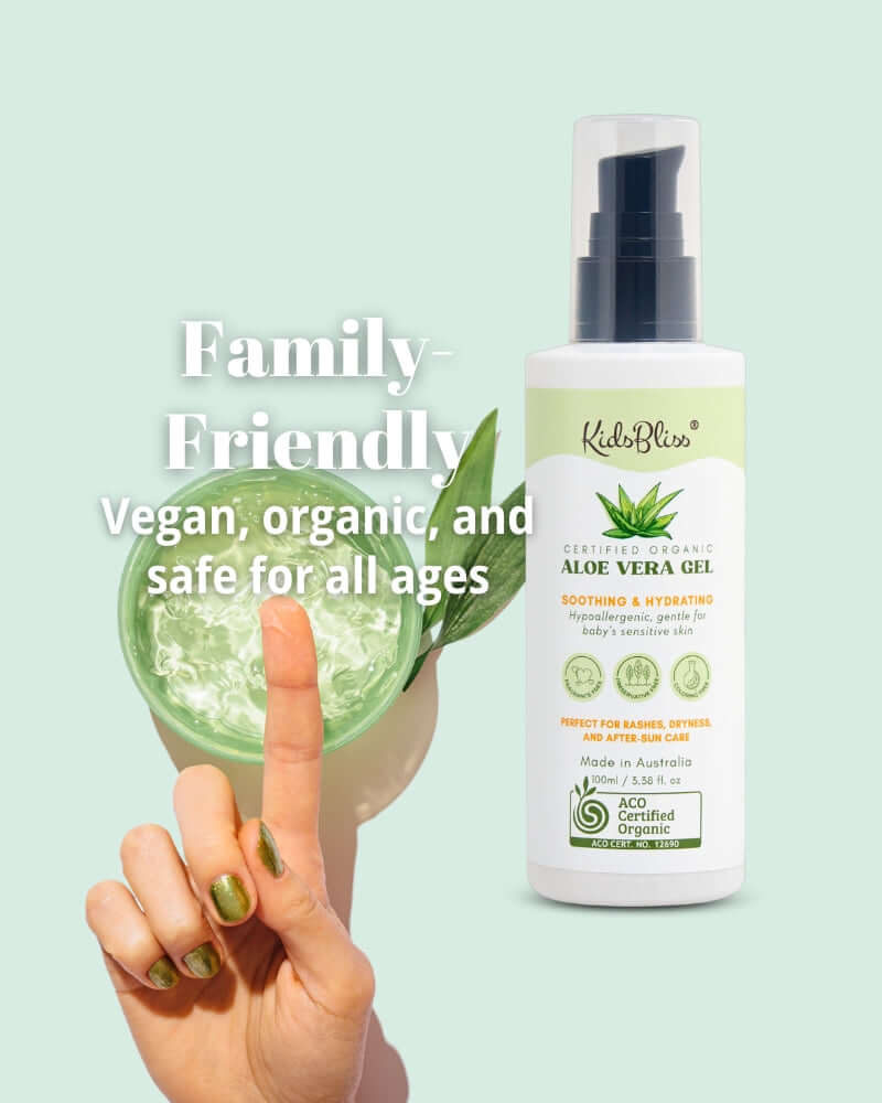 kidsbliss ACO certified organic aloe vera gel  family friendly