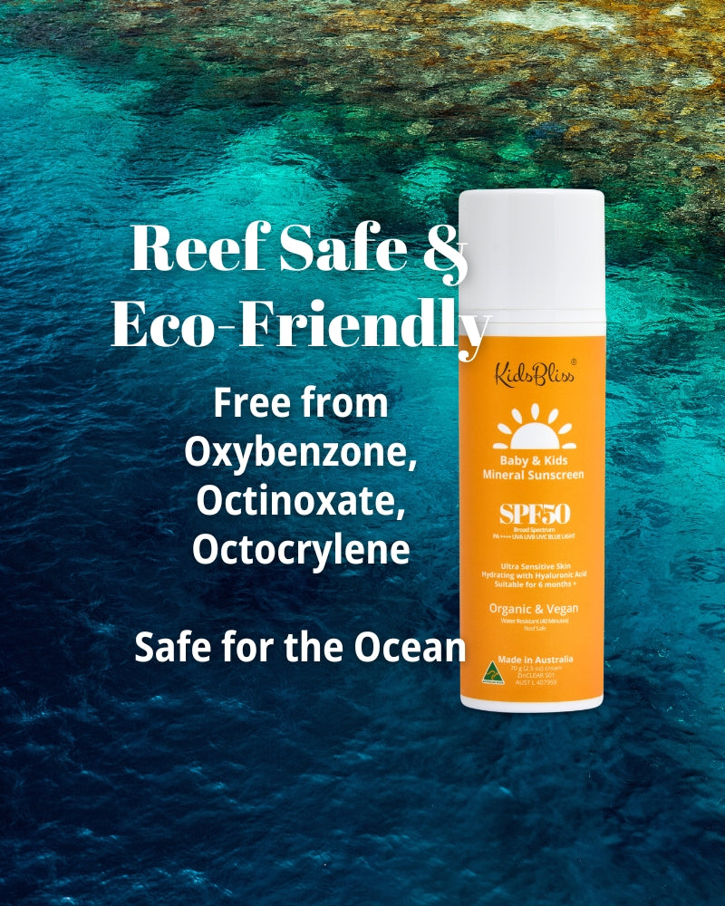 kidsbliss baby safe mineral sunscreen spf50+ Reef Safe and Eco-Friendly