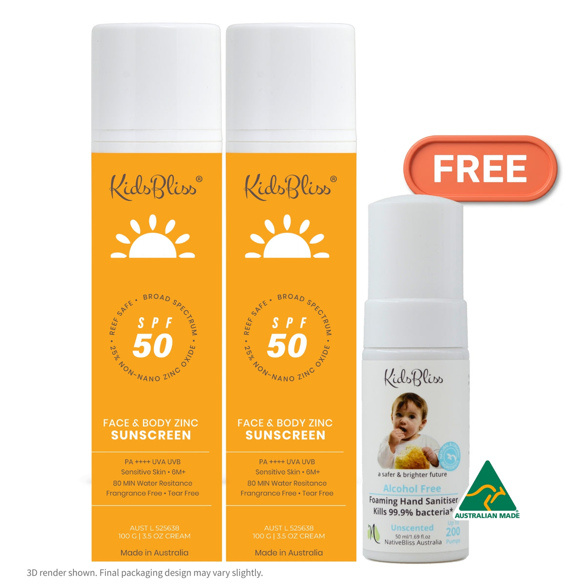 Pre-Order Special | KidsBliss Face & Body Zinc Sunscreen SPF 50 PA++++ 100g